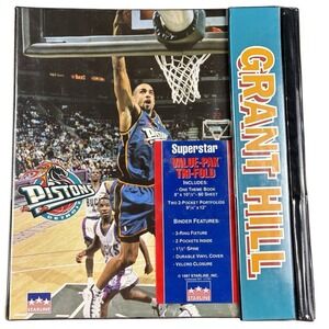 Grant Hill Starline 1998 Detroit Pistons‎ Binder Notebook 2 Folders NBA Vintage